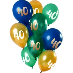 40 Års Ballon Mix Grøn/Guld