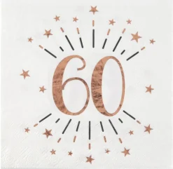 60 Års Konfetti Servietter Rosaguld