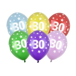 30 Års Metalliske Tal Latexballoner