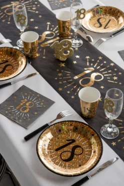 18 Års Servietter Glitter Guld/Sort