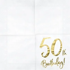 50 Års Servietter Guld/Hvid
