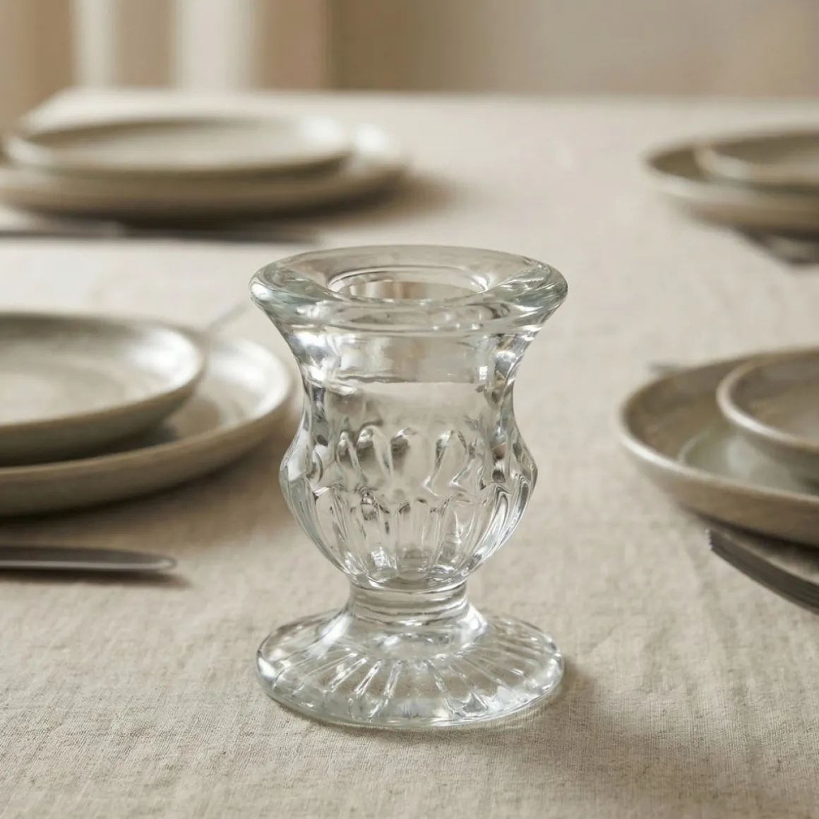 Antik Glas Lysestage