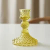 Antik Glas Lysestage Gul