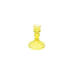 Antik Glas Lysestage Gul