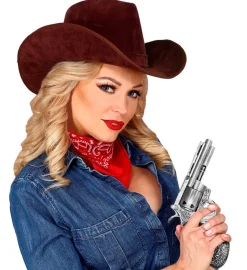 Autentisk Western Revolver Sølv