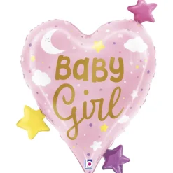 Baby Girl Hjerte Folieballon