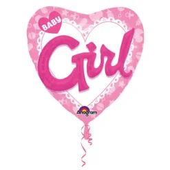 Baby Girl Hjerte Folieballon