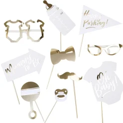 Babyshower Selfie Props Hvid/Guld