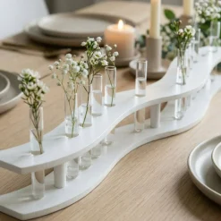 Bølgeformet Træ Centerpiece Hvid