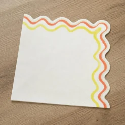 Bølgekant Servietter Creme/Orange/Gul