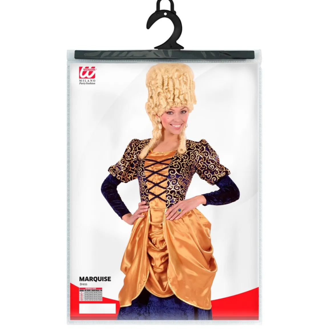 Blå/Guld Marquise Kostume