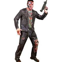 Blodig Cyborg Kostume Sort