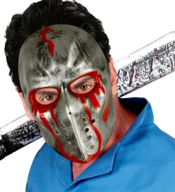 Blodig Hockeymaske Sølv/Rød