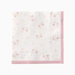 Blomstrede Servietter Hvid/Lyserød