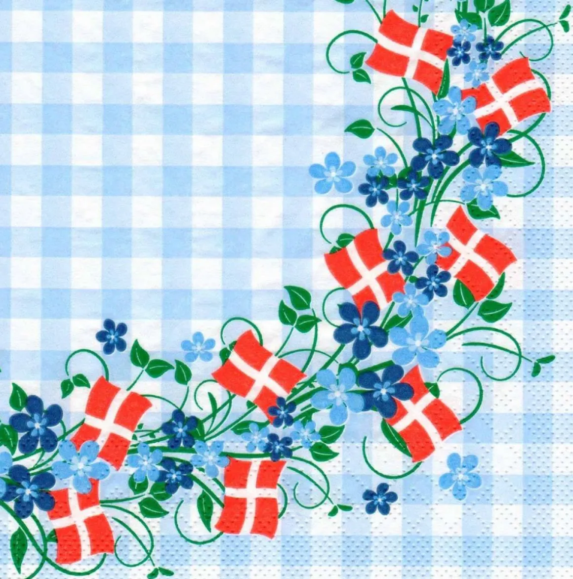 Blomstret Dannebrog Servietter