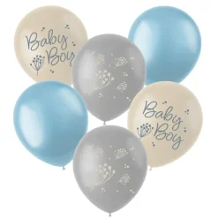 Blooming Baby Boy Latexballoner Blå/Creme