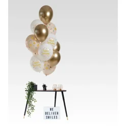 Blossom Birthday Latexballoner Pastel/Guld
