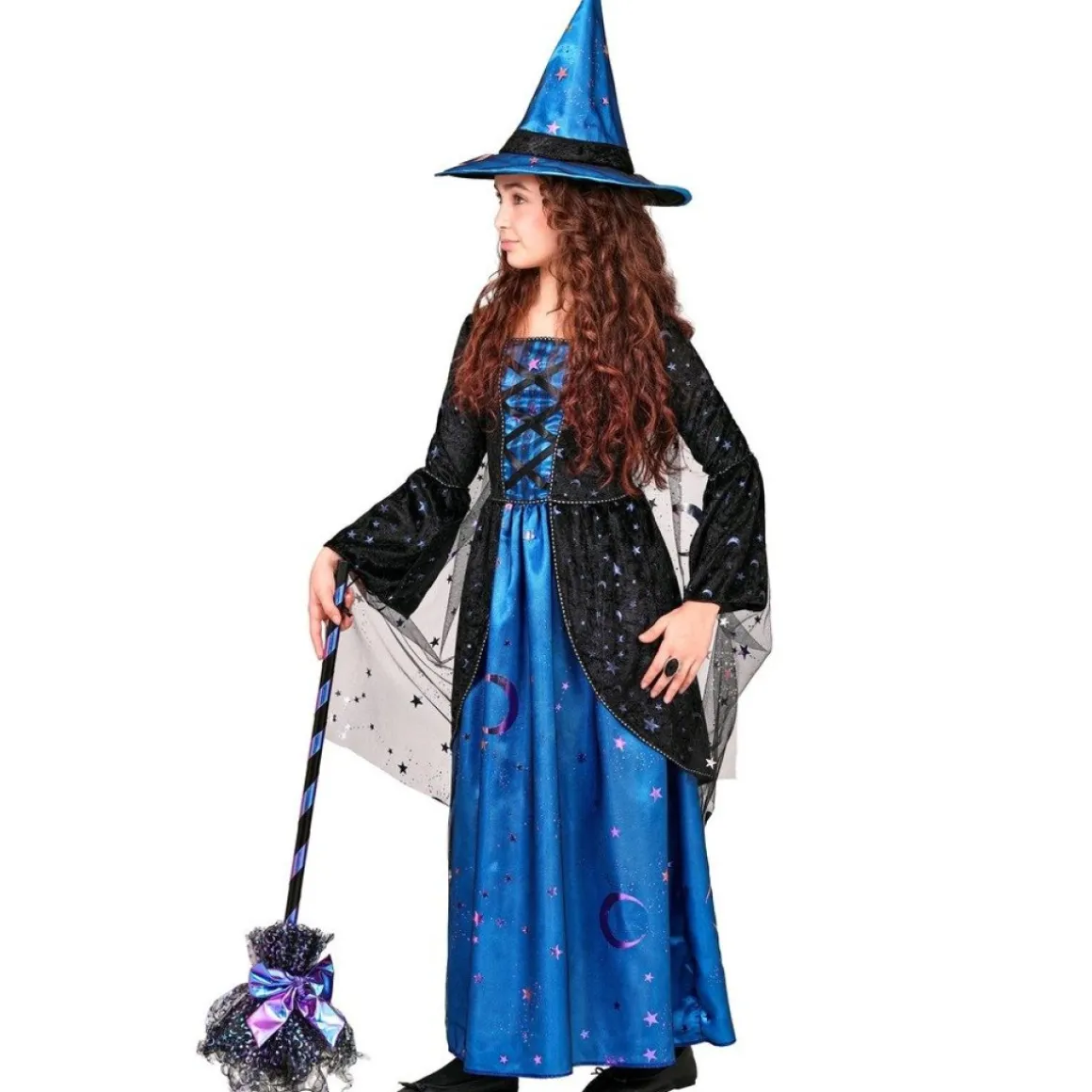 Blå/Sort Heks Børnekostume