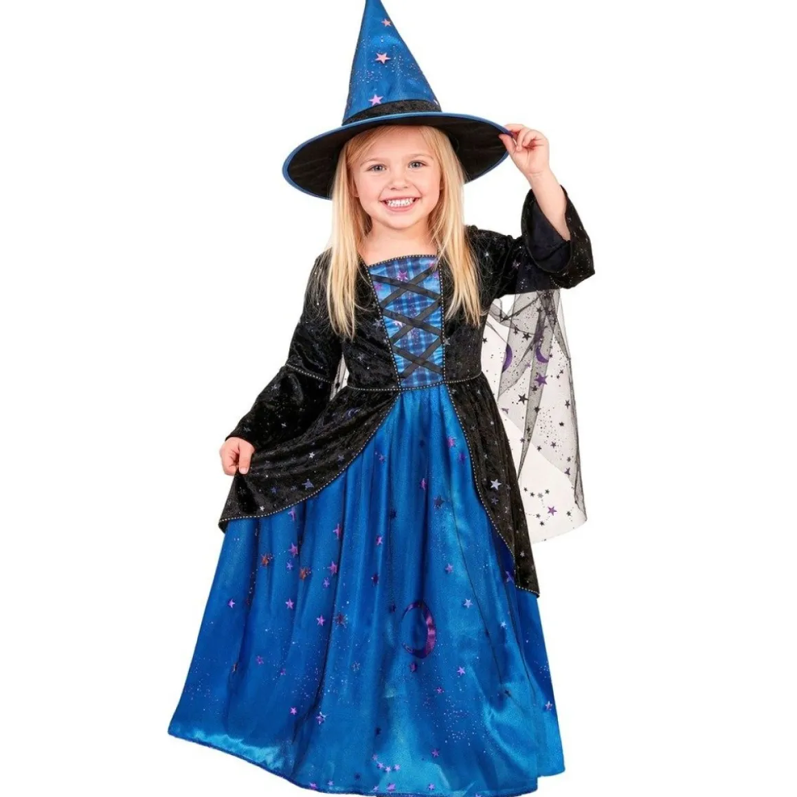 Blå/Sort Heks Børnekostume
