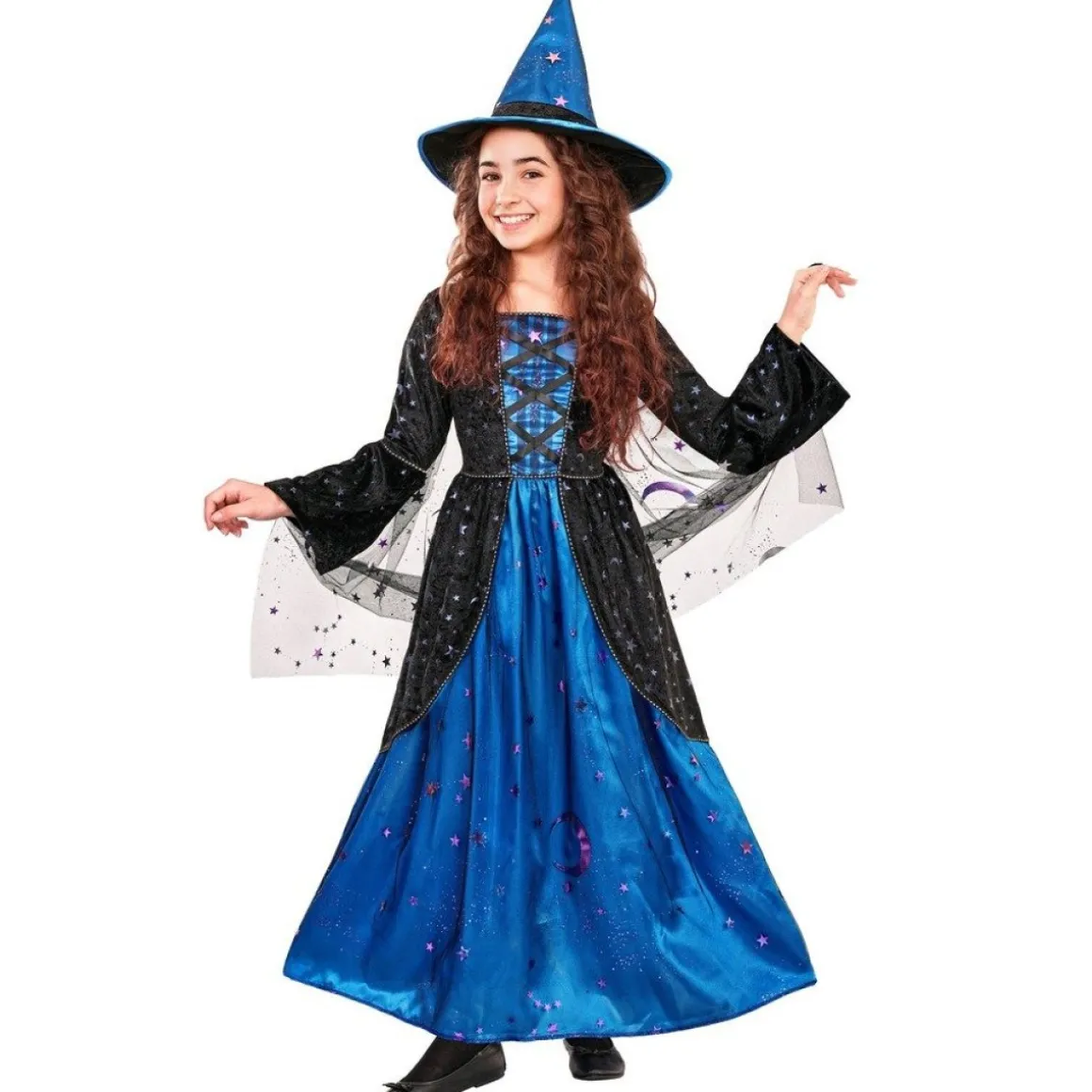 Blå/Sort Heks Børnekostume