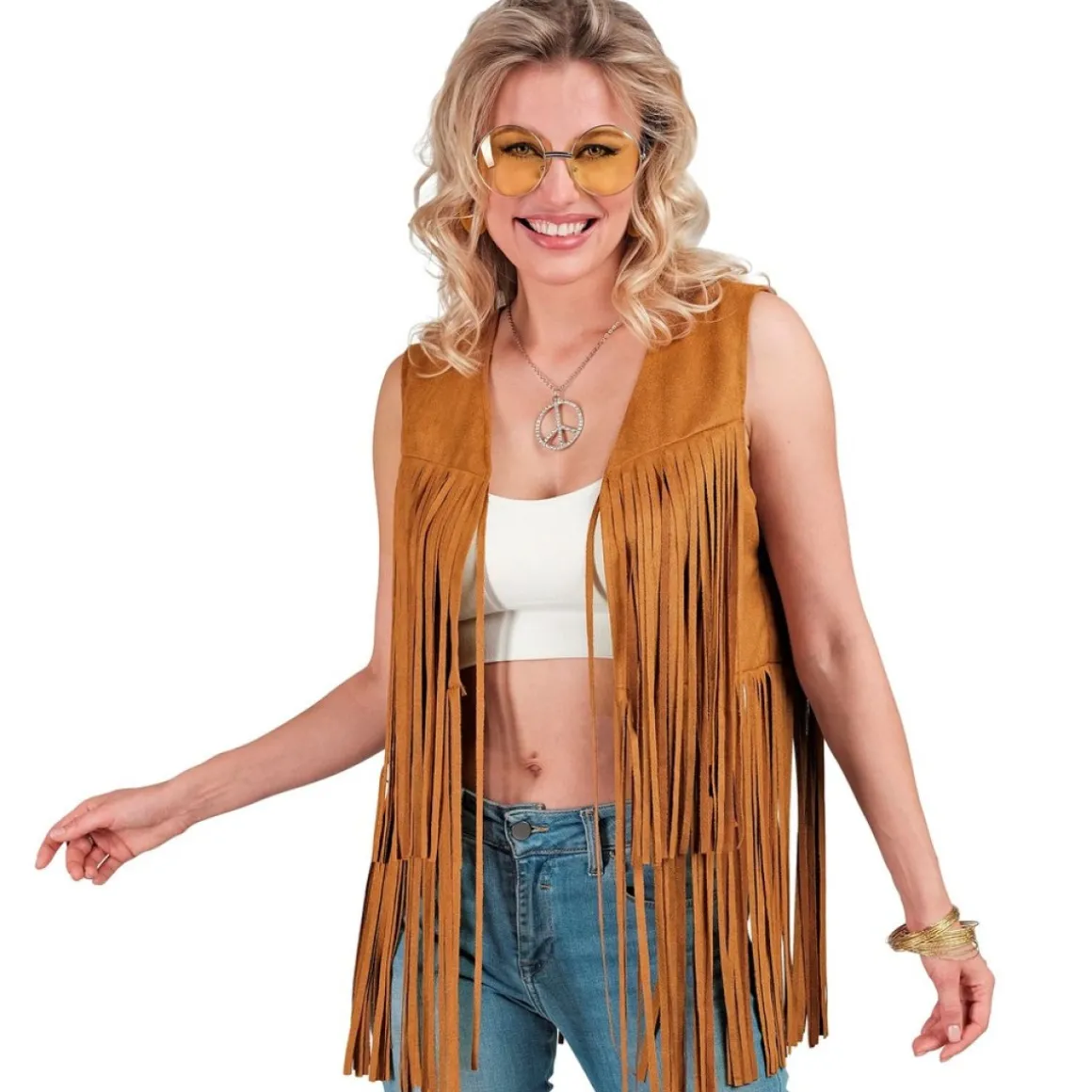 Boho Hippie Frynsevest Brun