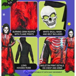 Brændende Grim Reaper Børnekostume