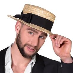 Canotier Stråhat Med Sort Bånd