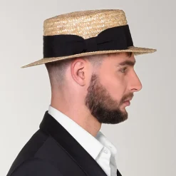 Canotier Stråhat Med Sort Bånd