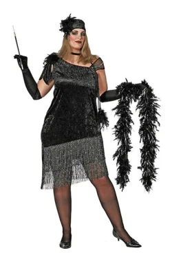 Charlestonkjole Plussize Sort/Sølv