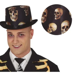Dødningehoved Tophat Sort