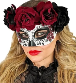 Dia de los Muertos Øjenmaske Vinrød