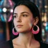 Disko Øreringe Pink/Guld