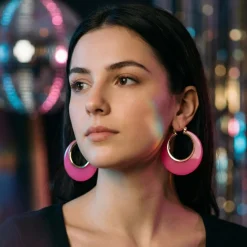 Disko Øreringe Pink/Guld