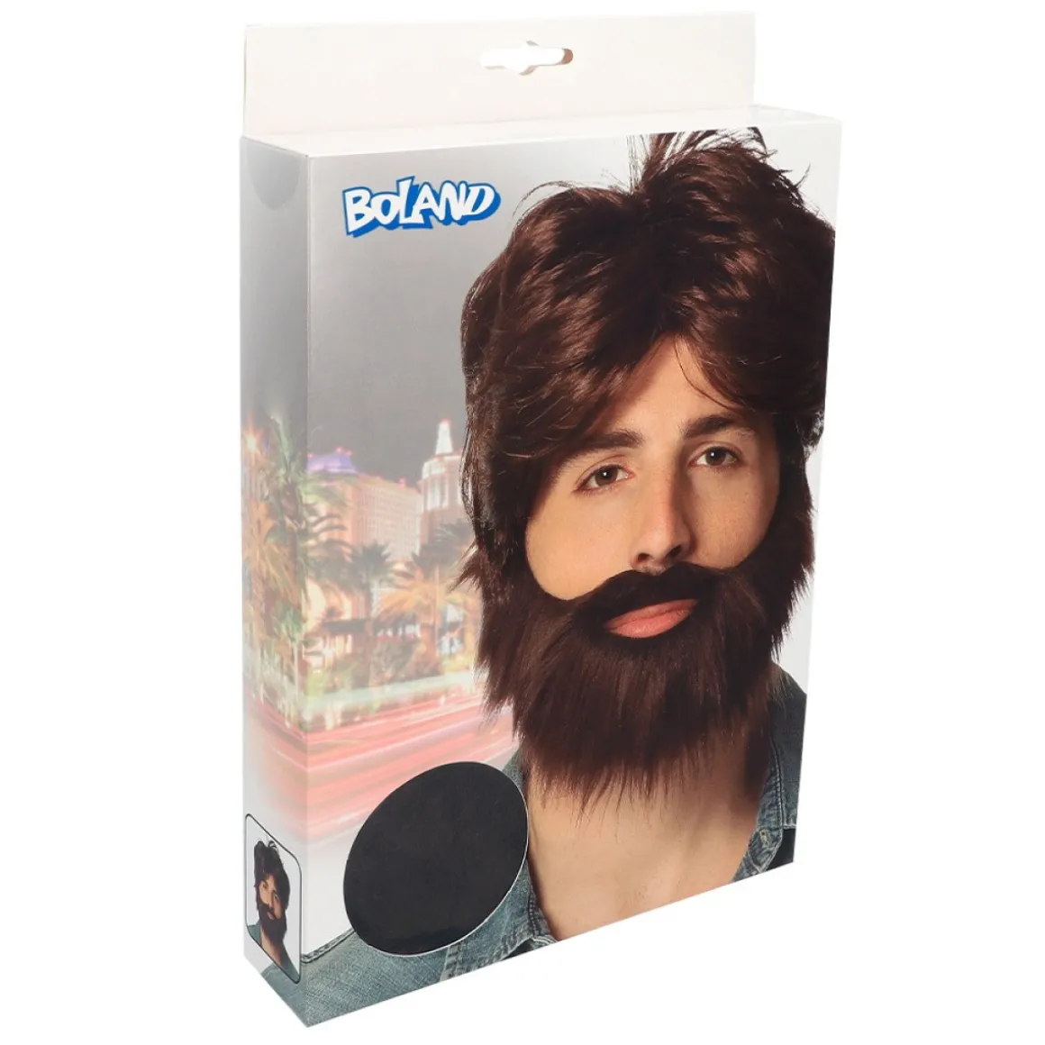 Dude Paryk Med Skæg Brun