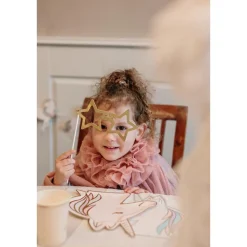 Enhjørning Photobooth Rekvisitter Pastel/Guld
