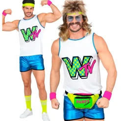 80'er Aerobic Herrekostume Blå