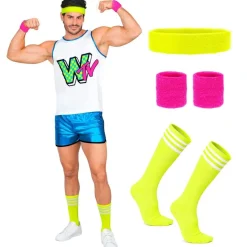 80'er Aerobic Herrekostume Blå