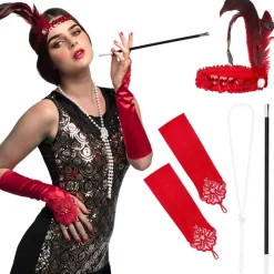 20'er Flapper Sæt Rød