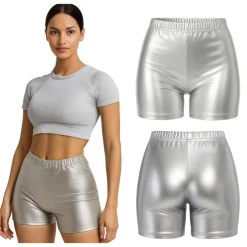 70'er Metalliske Shorts Sølv