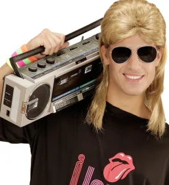 80'er Mullet Paryk & Briller Blond