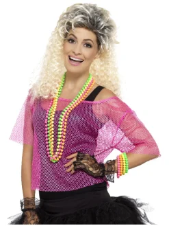 80'er Top Fiskenet Neonpink