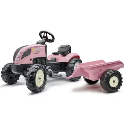 FALK® Pedaltraktor Med Trailer Lyserød