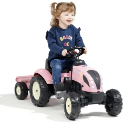 FALK® Pedaltraktor Med Trailer Lyserød