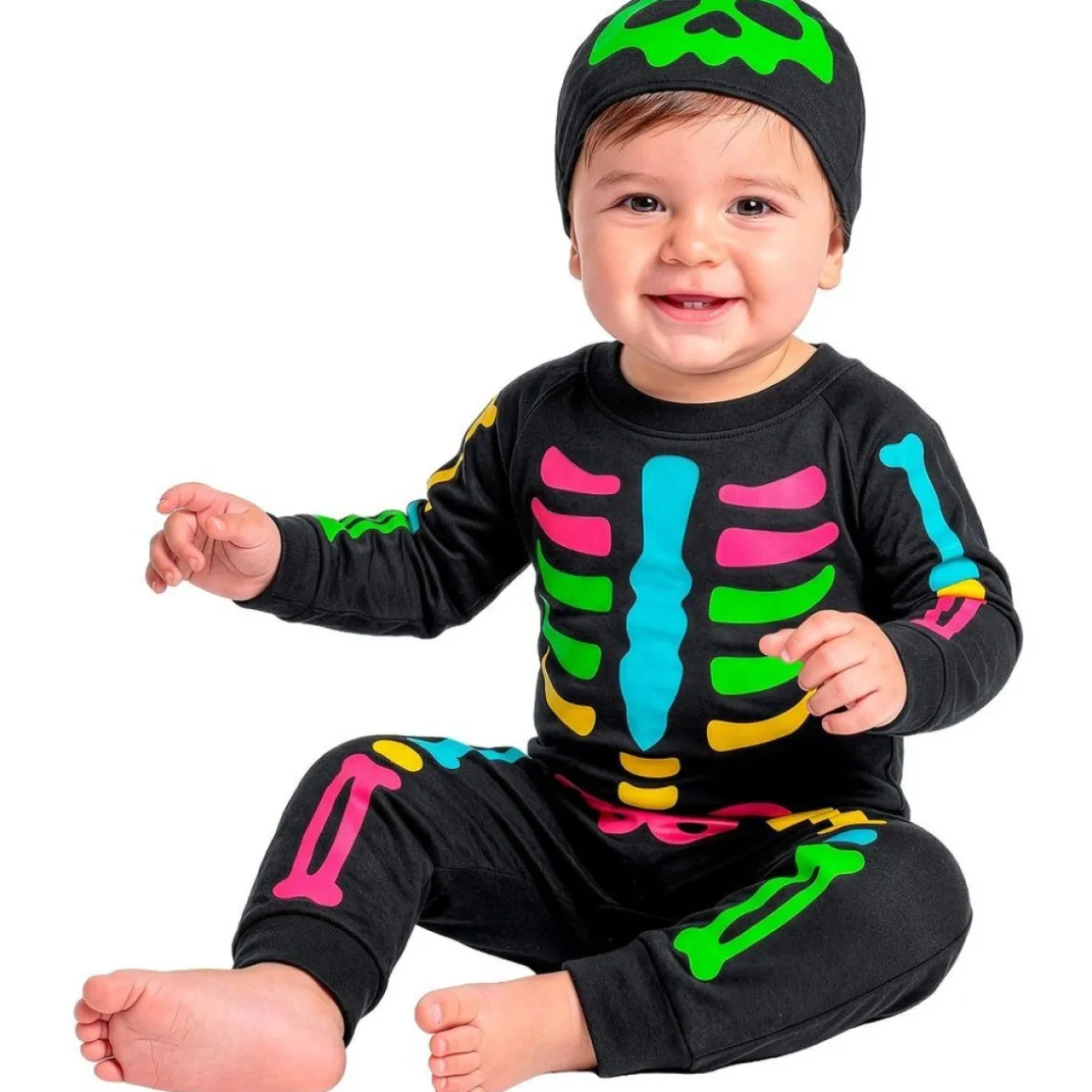 Farverigt Skelet Babykostume