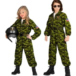 Fighter Pilot Børnekostume Mørkegrøn