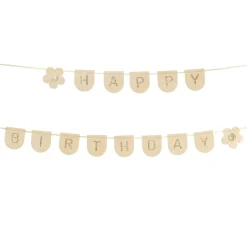 Filt Happy Birthday Guirlande Lyserød
