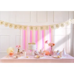 Filt Happy Birthday Guirlande Lyserød