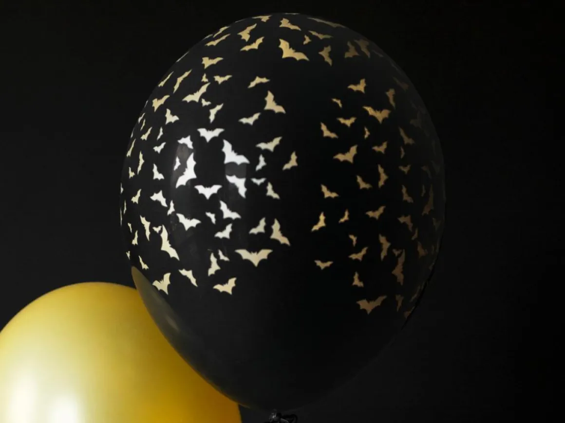 Flagermus Balloner Guld/Pastel Sort