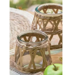 Flettet Glas Lysestage Klar