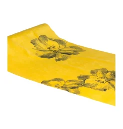 Floral Velour Bordløber Sennepsgul
